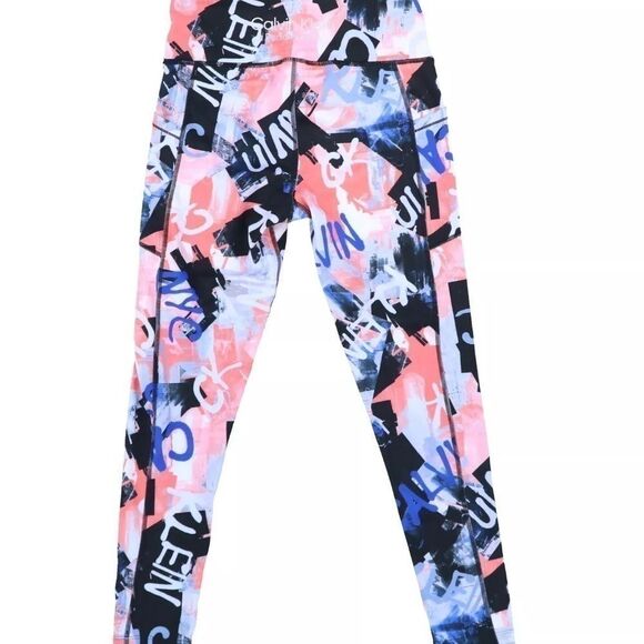 CALVIN KLEIN WOMEN'S PRINTED HIGH RISE 7/8 LEGGINGS sports BLUE SIZE XX-LARGE - Picture 5 of 11